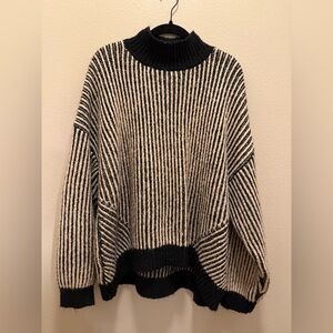 black and cream striped oversized sweater